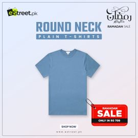 Plain Blue Round Neck T shirt