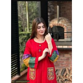 2 Pcs Women's Stitched Cotton Embroidered Shirt & Trouser