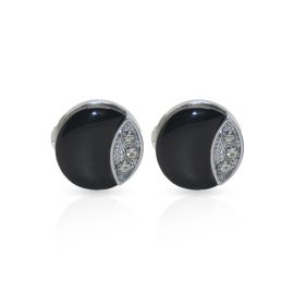 Cufflers Vintage Black Circle Cufflinks 1030 | Free Gift Box