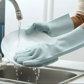Magic Reusable Silicone Gloves with Wash Scrubber, Heat Resistant, for Cleaning, Household, Dish Washing, Washing the Car