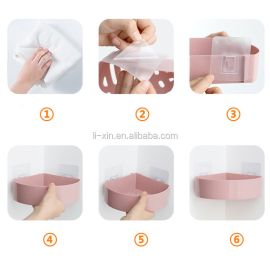 Fan-shaped corner shelf;stand;Triangle Bathroom Toiletries rack; Kitchen rack with strong sticker; Cosmetic rack; Hot-sale product