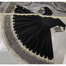 3 pc women's stitched fancy shamoz silk embroidered Maxi