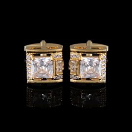 Cufflers Designer White Tough Square Cufflinks 3015-B | Bold & Stylish | Free Gift Box