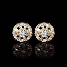 Cufflers Designer White Round Diamond Cufflinks 3016-C | High-Quality Copper Crystal | Free Gift Box