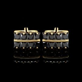 Cufflers Designer Black Rectangle French Cufflinks 3017 | Rhinestone Accent | Business & Banquet Collection