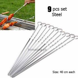9 Pcs Stainless Steel BBQ Skewers