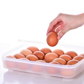 24 Grid Plastic Egg Tray for Fridge, Egg Tray Carrier with Lid Fridge Egg Storage Stackable Plastic Egg Containers