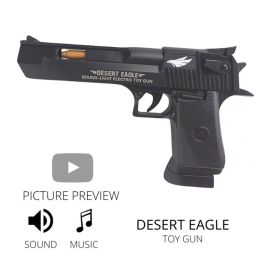 Desert Eagle Picture Projection - Sound and Music Toy_Gun For Kids - Black
