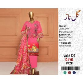 Digital Lawn Embroidered Gala Diamond Check Dupatta گل ناز