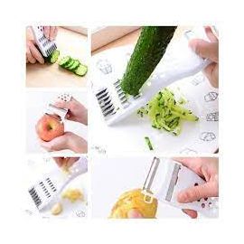 Cutter - Peeler: Multipurpose Vegetable Fruit Cutter Metal Scraper Fruit Grater Carrot Cucumber Garlic Apple Slicer in Kitchen Accessories - 5 in 1 cutter