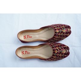 Maroon Handcraft Embroidery Khussa for Girls and Women