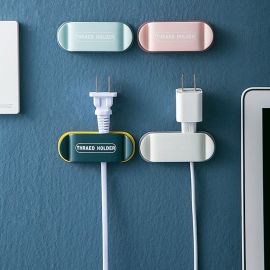 4Pcs Wall Mounted Punch Free Adhesive Plug Hook Cable Wire Socket Holder Charger Organizer - Multi